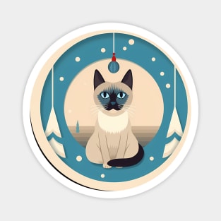 Siamese Cat Xmas Ornament, Love Cats Magnet